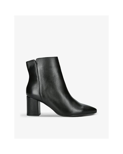 Carvela Kurt Geiger Melody Brand-embossed Leather Heeled Ankle Boots in  Black | Lyst