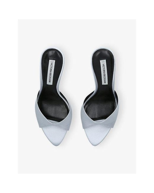 Victoria Beckham White Banana Heel 100 Satin Heeled Mules