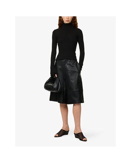Frankie Shop Black Sade Zipped Wool-Blend Jumper
