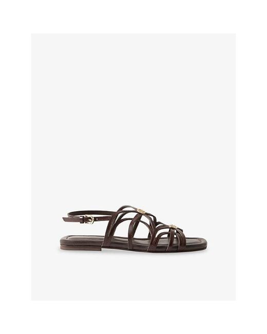 Claudie Pierlot Brown Medallion Flat Leather Sandals