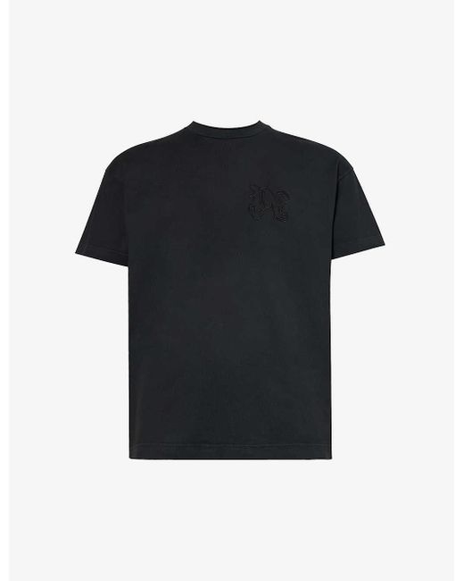 Palm Angels Black Monogram Brand-patch Cotton-jersey T-shirt for men