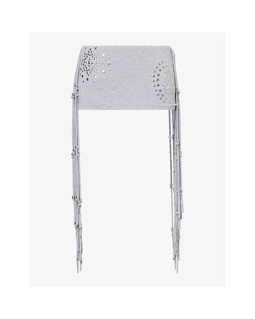 Jaded London White Studded Tassel Stretch-Woven Skort