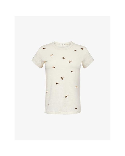 Rag & Bone Natural Bumblebee-print Ribbed-neckline Cotton-jersey T-shirt
