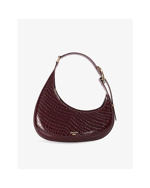 Dune Purple Bewilders Medium Crocodile-Embossed Leather Shoulder Bag