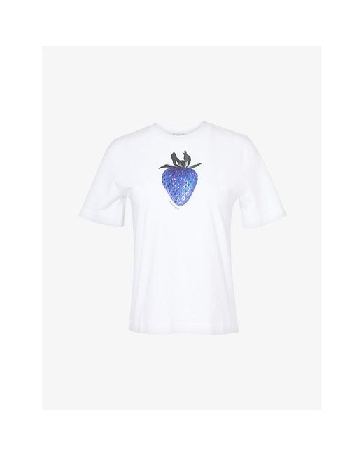 Burberry White Strawberry Graphic-print Cotton-jersey T-shirt