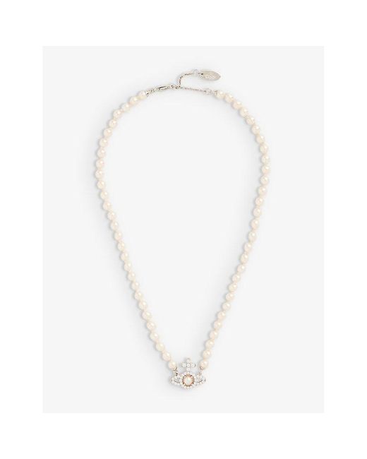 Vivienne Westwood White Olympia Platinum-plated Brass And Pearl Necklace