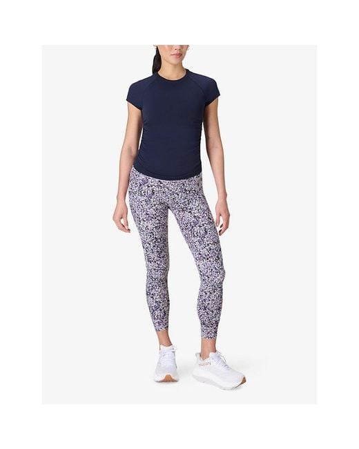 Sweaty Betty Purple Power 7/8 Graphic-Print Stretch-Jersey Workout Leggings