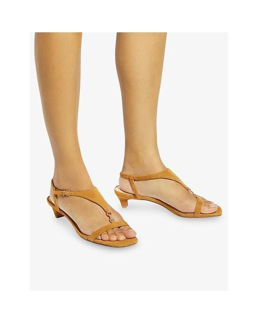 Dune Natural Monacos T-Bar Suede Sandals