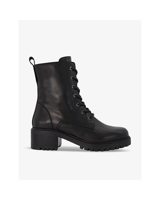 Dune Black Percent Faux Fur-lined Leather Boots