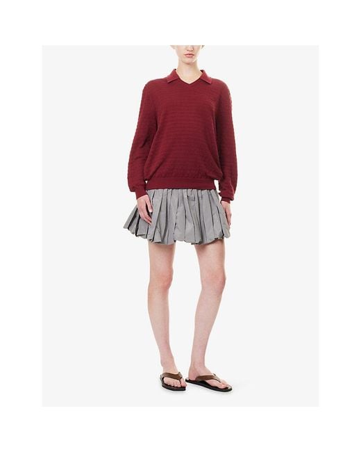 Miu Miu Collared Striped Cotton-Knit Jumper