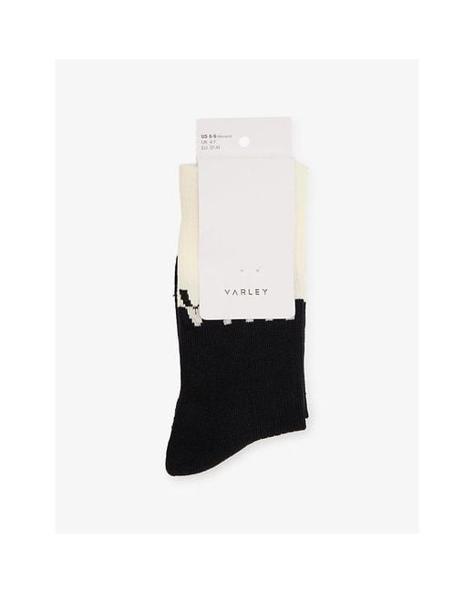 Varley White Stellar Colour-Block Cotton-Blend Socks