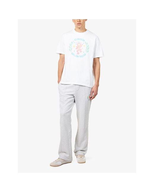 Casablanca White Dance Joy Printed Cotton T-Shirt for men