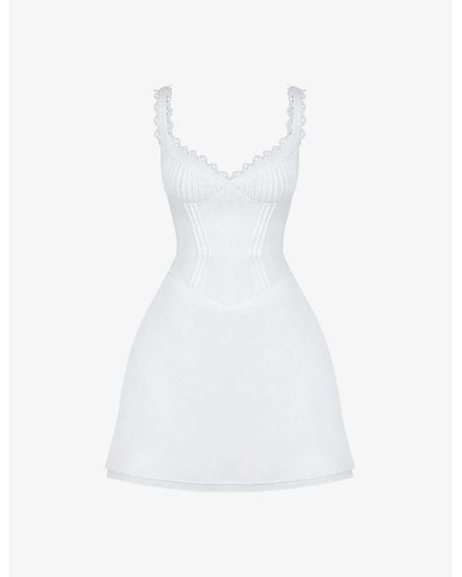 House Of Cb White Tilly Pin-tuck Woven Mini Dress