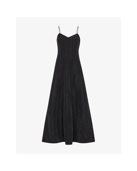 Whistles Black Laverne Taffeta Woven Maxi Dress