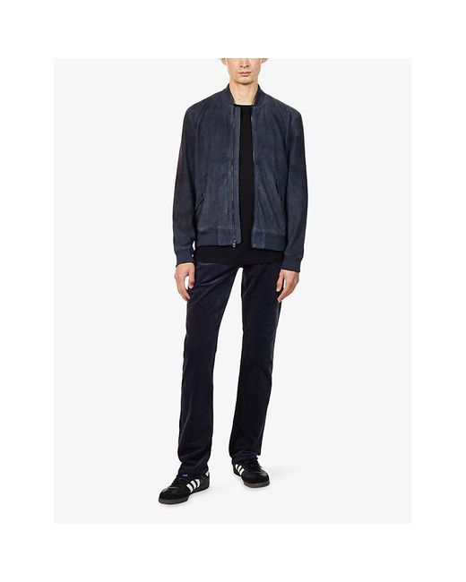 PAIGE Blue Chen Suede Bomber Jacket for men