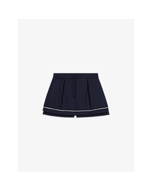 Maje Blue Layered High-Rise Woven Shorts