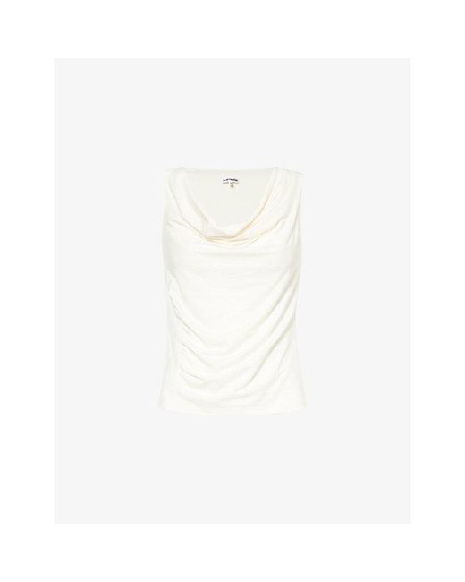 Reformation White Darla Slim-fit Stretch-woven Top
