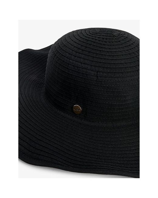 Seafolly Black Lizzy Brand-plaque Woven Hat