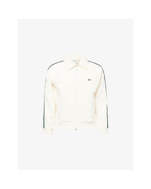 Lacoste White Logo-Patch Side-Stripe Cotton-Blend Track Jacket for men