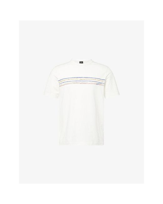 Paul Smith White Brand-Embroidered Short-Sleeve Cotton-Jersey T-Shirt for men