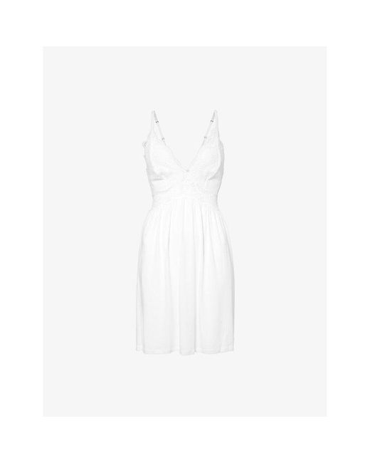Eberjey White Mariana V-Neck Stretch-Jersey Nightdress