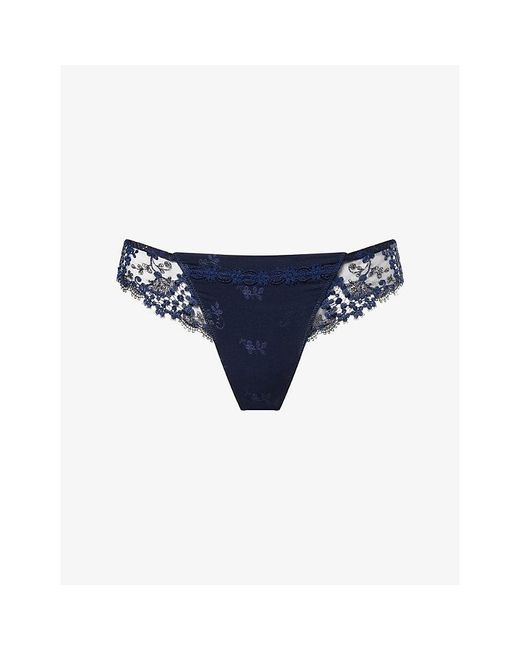 Simone Perele Blue Wish Mesh And Lace Tanga Briefs