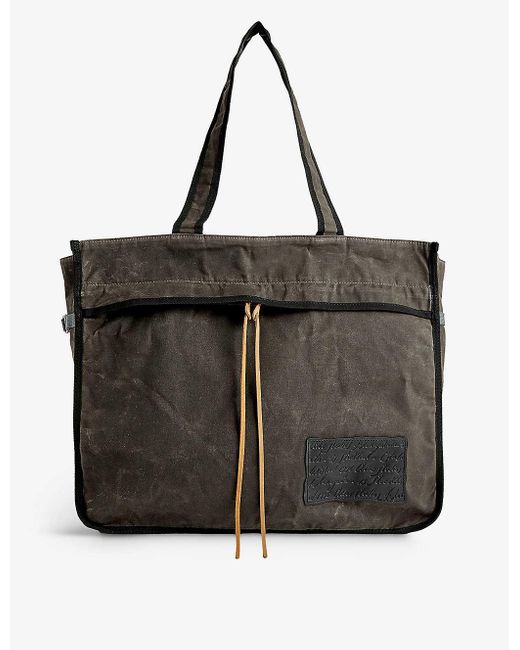 Acne Black Brand-patch Cotton-canvas Tote Bag for men