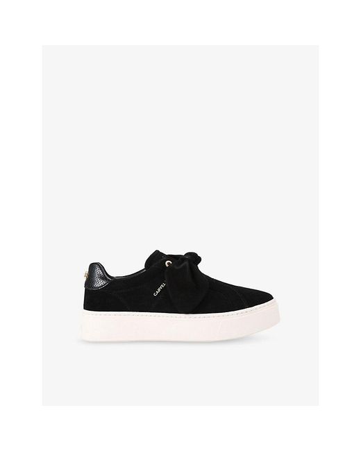Carvela Kurt Geiger Black Chiara Bow Suede Low-Top Trainers