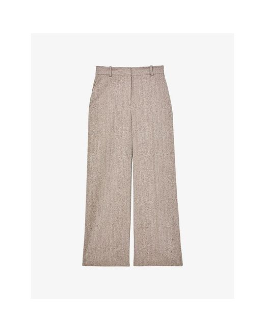 Reiss Brown Isla Wide-Leg Stretch-Woven Trousers