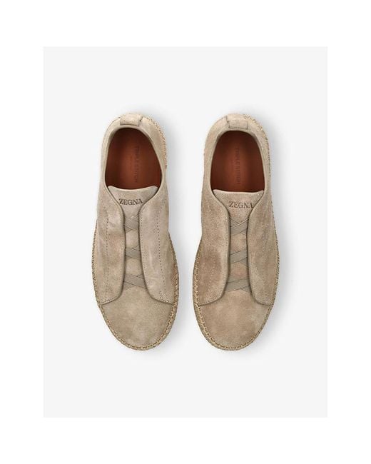 Zegna Natural Triple Stitch Suede Espadrilles for men