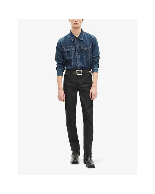 The Kooples Blue Collared Patch-Pocket Denim Shirt for men