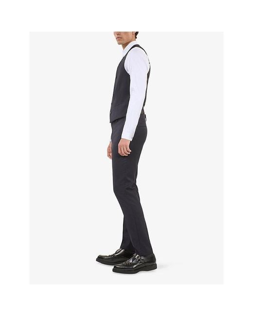 The Kooples Blue Tailored V-Neck Wool Waistcoat for men