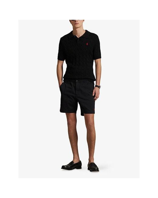 Polo Ralph Lauren Black Polo Prepster Logo-Embroidered Stretch-Cotton Shorts for men