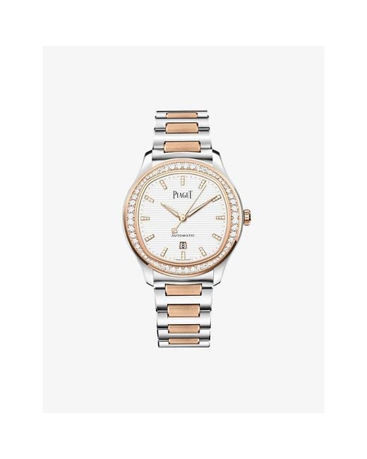 Piaget Metallic Pgg0A48026 Polo Date 18Ct Rose- Stainless Steel And Diamond Watch for men