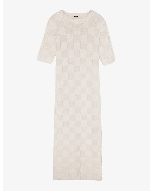 Joseph White Vichy Slim-fit Textured Silk And Cotton-blend Maxi Dress