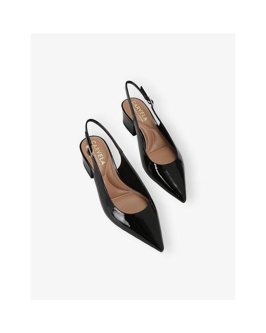 Carvela Kurt Geiger Black Armonia Patent-Leather Slingback Courts