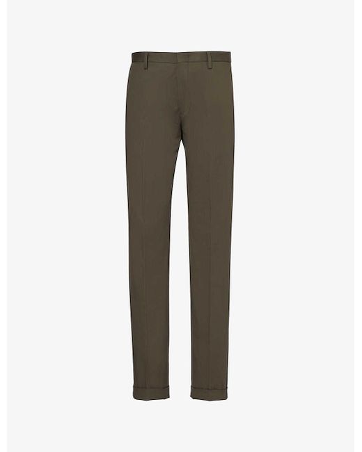 Paul Smith Gray Slim-fit Straight-leg Stretch-organic-cotton Trousers for men