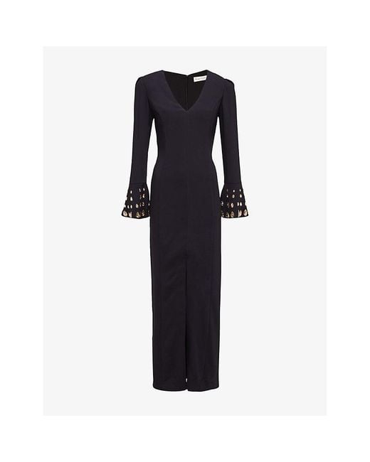 Phase Eight Black Claria V-Neck Woven Maxi Dress
