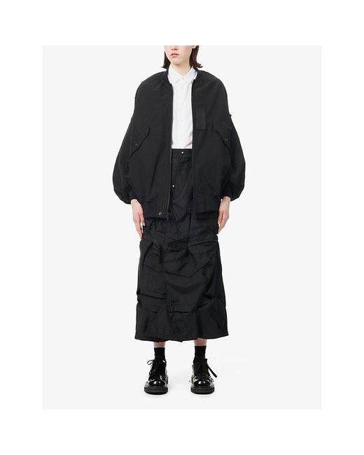 Junya Watanabe Black Patch-pocket High-rise Canvas Midi Skirt