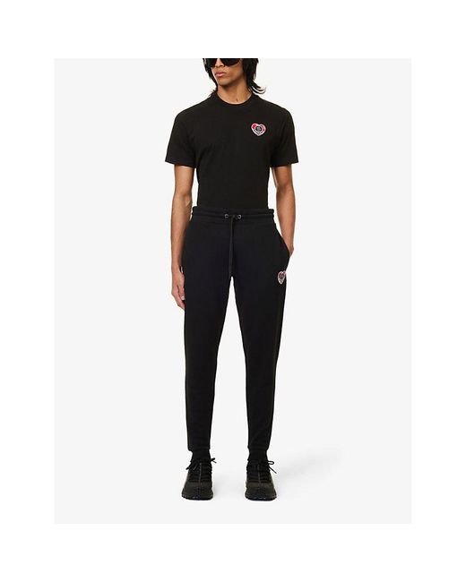 Moncler Black Heart Logo-appliqué Regular-fit Cotton-jersey jogging Bottoms for men