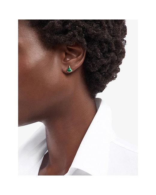 BVLGARI Green Divas' Dream 18Ct Rose- Malachite And 0.01Ct Pavé-Diamond Stud Earring