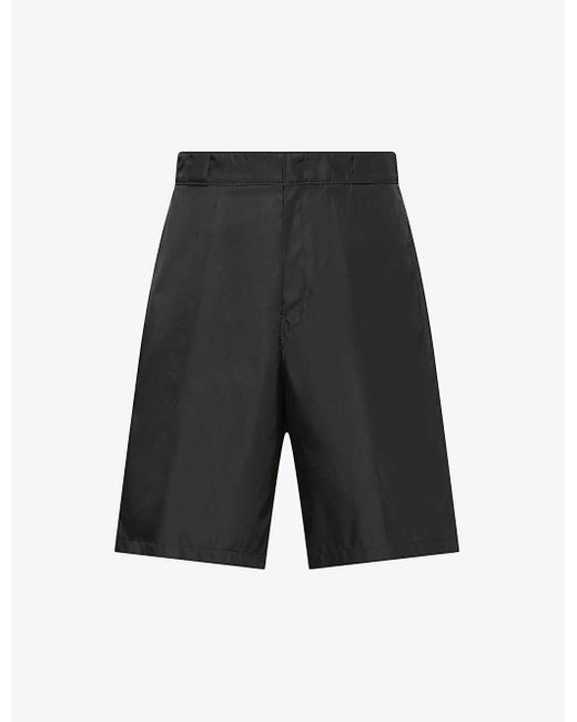 Prada Gray Bermuda Brand-plaque Recycled-nylon Shorts for men