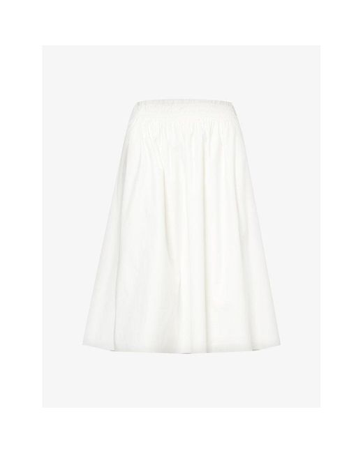 Reformation White Dove High-rise Stretch Organic-cotton Midi Skirt