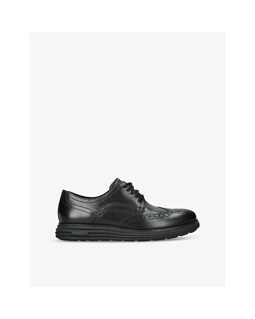 Cole Haan Black Øriginalgrand Wingtip Leather Shoes for men
