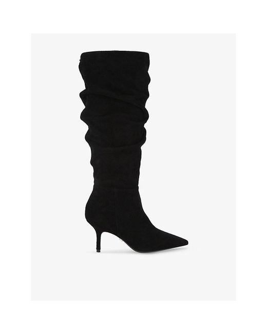 Carvela Kurt Geiger Black Spirit Slouch Suede Heeled Knee-High Boots