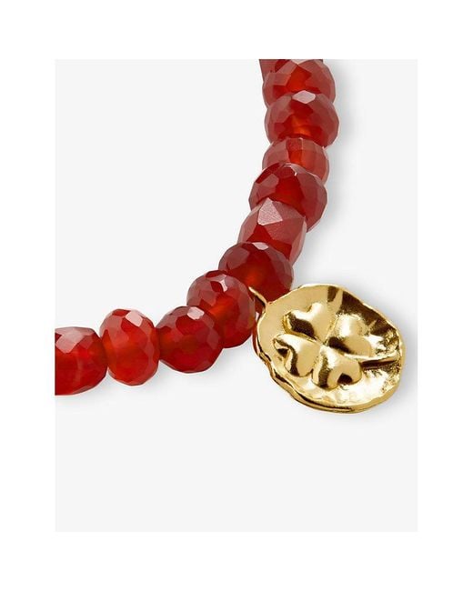 Monica Vinader Red Lucky Beaded 18Ct- Vermeil And Onyx Necklace