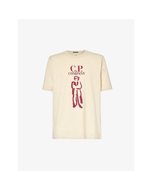 C P Company White British Sailor Branded-print Cotton-jersey T-shirt for men