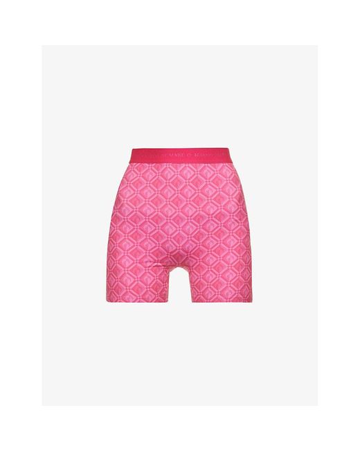 MARINE SERRE Pink Moon-print Slim-fit Stretch-recycled Polyamide Short