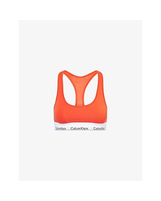 Calvin Klein Orange Icon Modal Scoop-Neck Cotton-Jersey Bralette