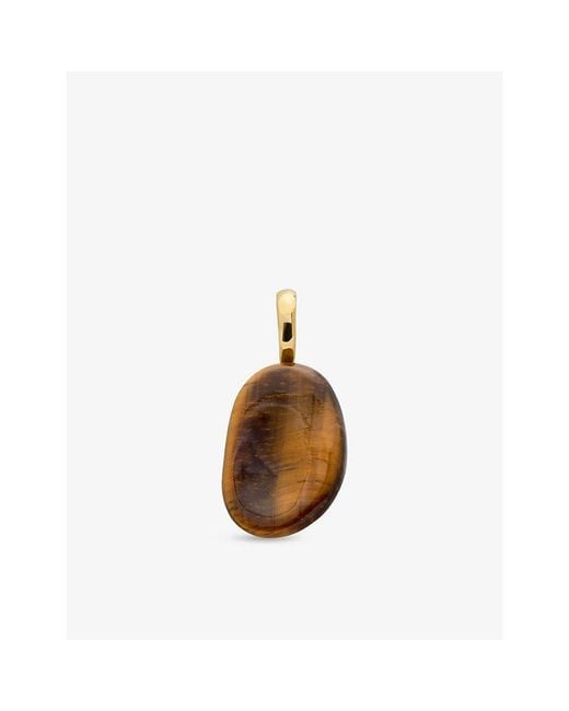 Monica Vinader Brown Aria 18Ct Vermeil And Tiger's Eye Pendant
